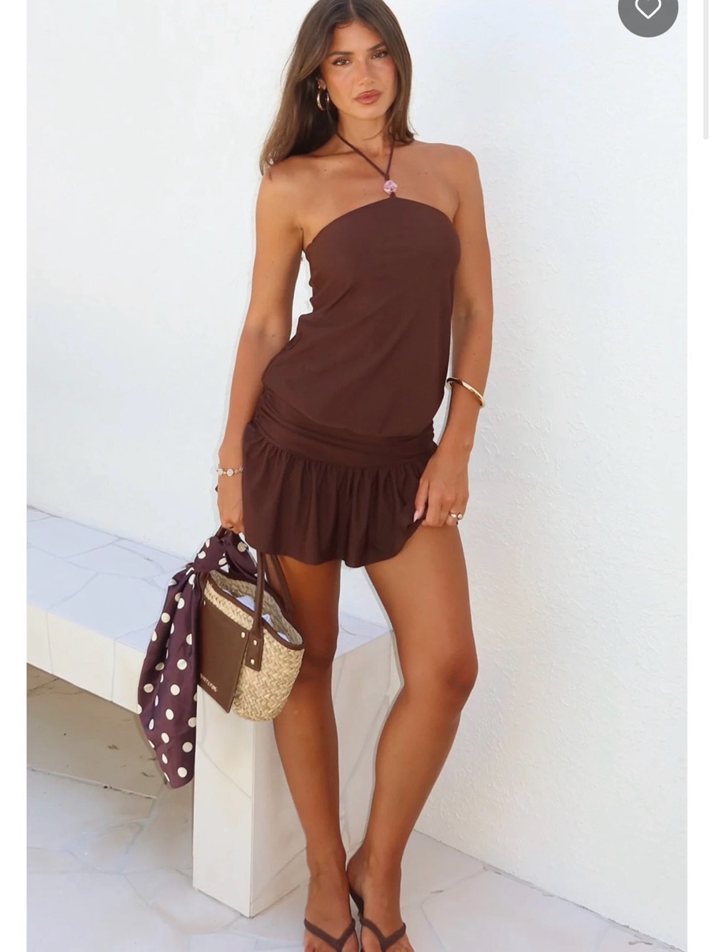 White Fox Boutique Be The Light Mini Dress Chocolate